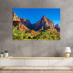 Impression sur toile du parc national de Zion, décoration murale montagnes dans le parc de Zion, décoration du parc de Zion pour la maison, impression d'image du parc national de Zion