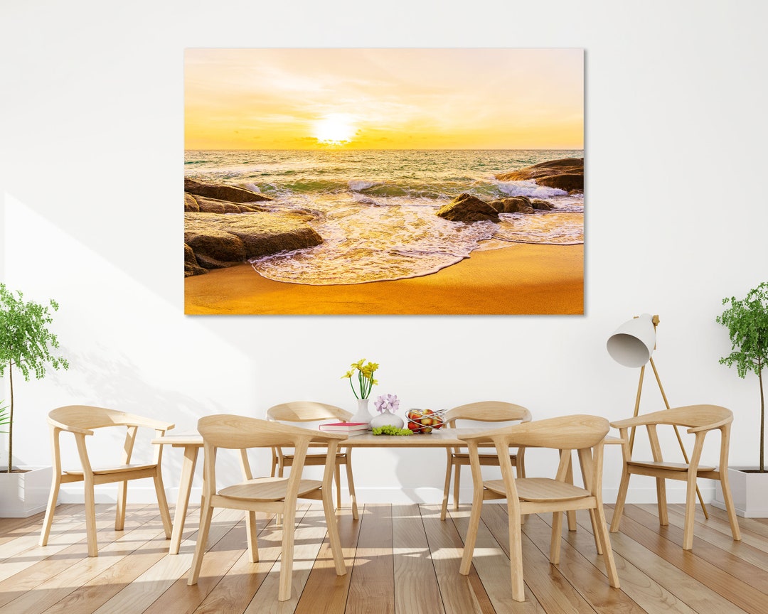 Beach at Sunset Art for Gift, Beach Modern Decoration Wall, Beach Large