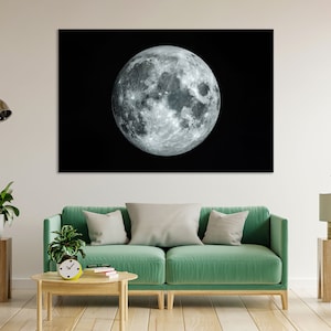 Full Moon for Bedroom Decor, Moon Print Canvas, Moon Painting for Wall, Full Moon Large Wall Decor, Space Design Decor, Moon Original Art
