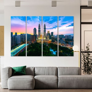 Kuala Lumpur City Skyline on Canvas, Kuala Lumpur Print Canvas, Malaysia Design Wall Decor, Malasia Painting Wall, Kuala Lumpur Picture Art