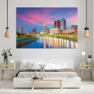Cleveland Cityscape Print on Canvas, Cleveland Canvas Sets, State of Ohio Art for Wall, Cleveland Art for Interior, Cleveland Modern Decor