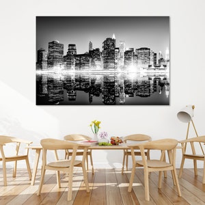New York Black and White Print, New York Design Decor for Wall, NYC Art for Wall, New York Art for Gift, New York Cityscape Painting Canvas