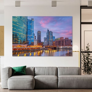 Chicago Downtown Art for Wall, Chicago City Decor for Interior, Chicago City Picture Print, Chicago Canvas Print, Chicago Cityscape Print
