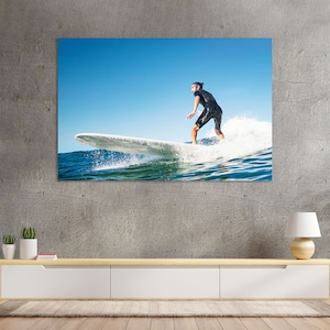 Surfing Art for Wall, Man Surf on Ocean Wave Modern Art for Wall, Surfing Picture Print Canvas, Nautical Wall Art, Waves Art for Wall
