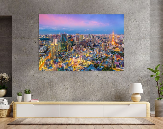 Tokyo Cityscape Painting for Wall, Japan Decor for Home, Tokyo Canvas Print, Tokyo Art for Wall, Japan Gift, Japan Travel, Tokyo Picture