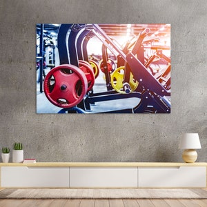 Sports Equipment Print Canvas, GYM Large Art, Fitness Decor Wall, Powerlifting Modern Wall Decor, Motivational Wall Art, GYM Decoration