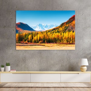Autumn Landscape Painting for Wall, Autumn Wall Decor, Mountains Landscape Picture Print, Colorful Trees Modern Wall Decor, Autumn Forest