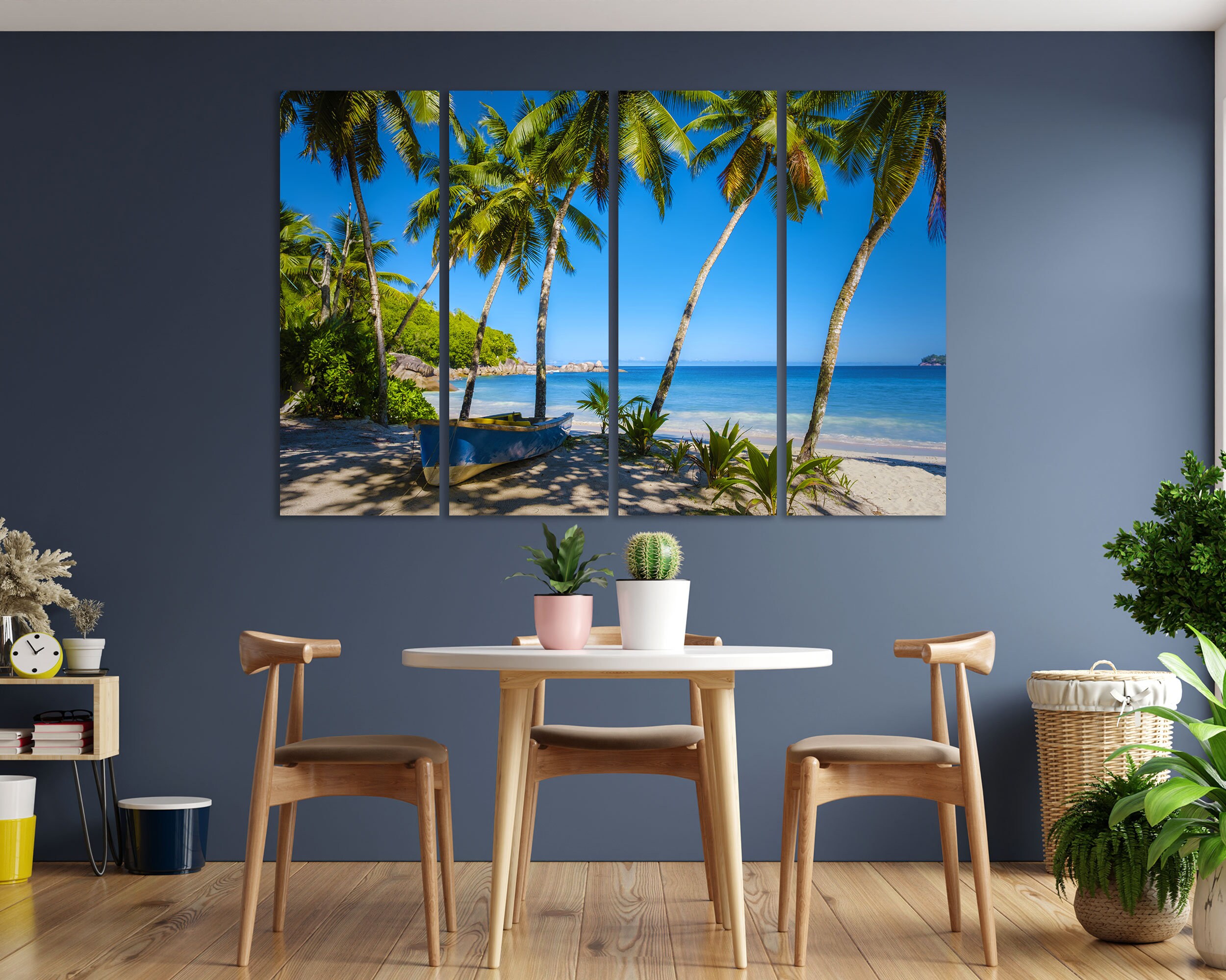 Mahe Seychelles Tropical Beach Print Canvas, Palm Trees Prints ...