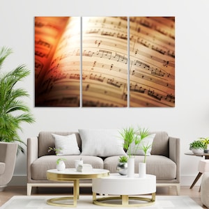 Music Notes at Sunlight Art for Wall, Vintage Music Decor Home, Music Notes Painting on Canvas, Classical Music Art for Gifts, Music Decor
