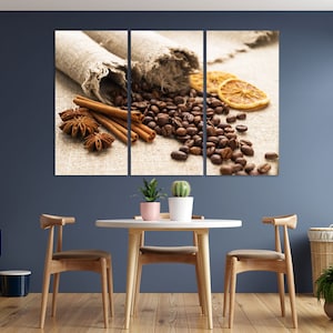 Coffee Artwork for Wall Decor, Coffee Beans Print on Canvas, Picture with Coffee Print Canvas, Original Decor for Kitchen