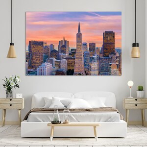 San Francisco Downtown Printing on Canvas San Francisco Cityscape Decor for Home Architecture of San Francisco Picture for Wall Decor