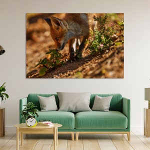 Red Fox Painting for Wall, Fox Art for Gift, Fox Large Wall Decor, Cute Fox Popular Art for Wall, Woodland Animals Print on Canvas
