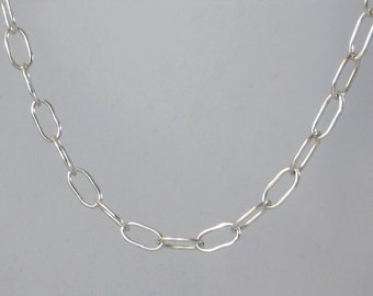 Lila Necklace * Handmade Solid Sterling Silver Chain * Artisan Hand Crafted Necklace Classic Oval Link Chain Organic * Chunky