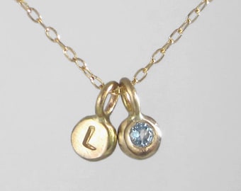Colar exclusivo com pingentes de pedra de nascimento em ouro 14k, feito à mão * Personalize para mãe, esposa ou namorada