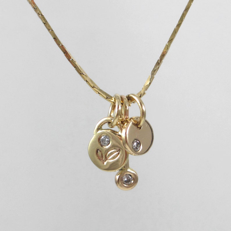 Diamond Petal Charm 14k Gold and Natural Diamond Handmade Pendant Small Layering Necklace Recycled image 6