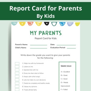 Rapport für Eltern von Kindern Vorlage Digital Printable Herunterladbare