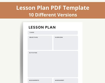 Lesson Plan PDF Printable Blank Template Digital Downloadable