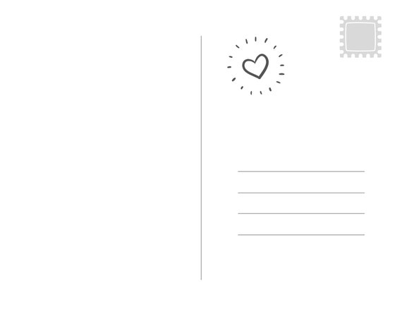 6 Blank Postcard Templates Love Heart Theme You Color Digital