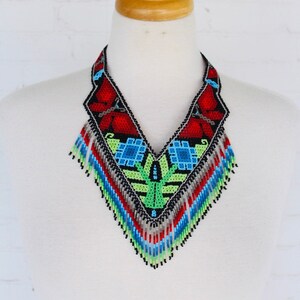 Handmade Mexican Jewelry set, Huichol Art, Beaded Necklace,Mexican Colorful Jewelry set, Mexican Necklace,Collar artesanal, free shipping