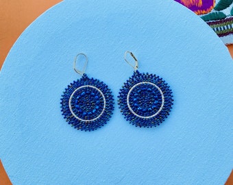 Mexican Earrings Huichol Earrings Floral Mexican Earrings, Boho Floral Earrings, Huichol Beaded Earrings, Beaded Earrings Statement Earrings