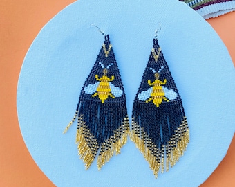 Mexican Earrings Huichol Earrings Long Earrings Hand Beaded Mexican Earrings Huichol Art Mexican Folk Mexican Jewelry, Free Shipping