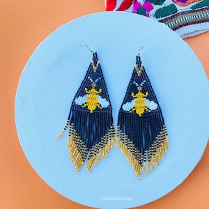 Mexican Earrings Huichol Earrings Long Earrings Hand Beaded Mexican Earrings Huichol Art Mexican Folk Mexican Jewelry, Free Shipping