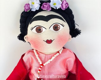 Handmade Frida Doll, Frida Doll, Mexican Doll, Mexican Cloth Doll, Fabric Rag Doll, Muñeca Frida Kahlo, Artesania Mexicana