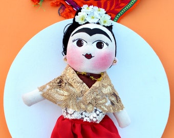 Handmade Frida Doll, Frida Doll, Mexican Doll, Mexican Cloth Doll, Fabric Rag Doll, Muñeca Frida Kahlo, Artesania Mexicana