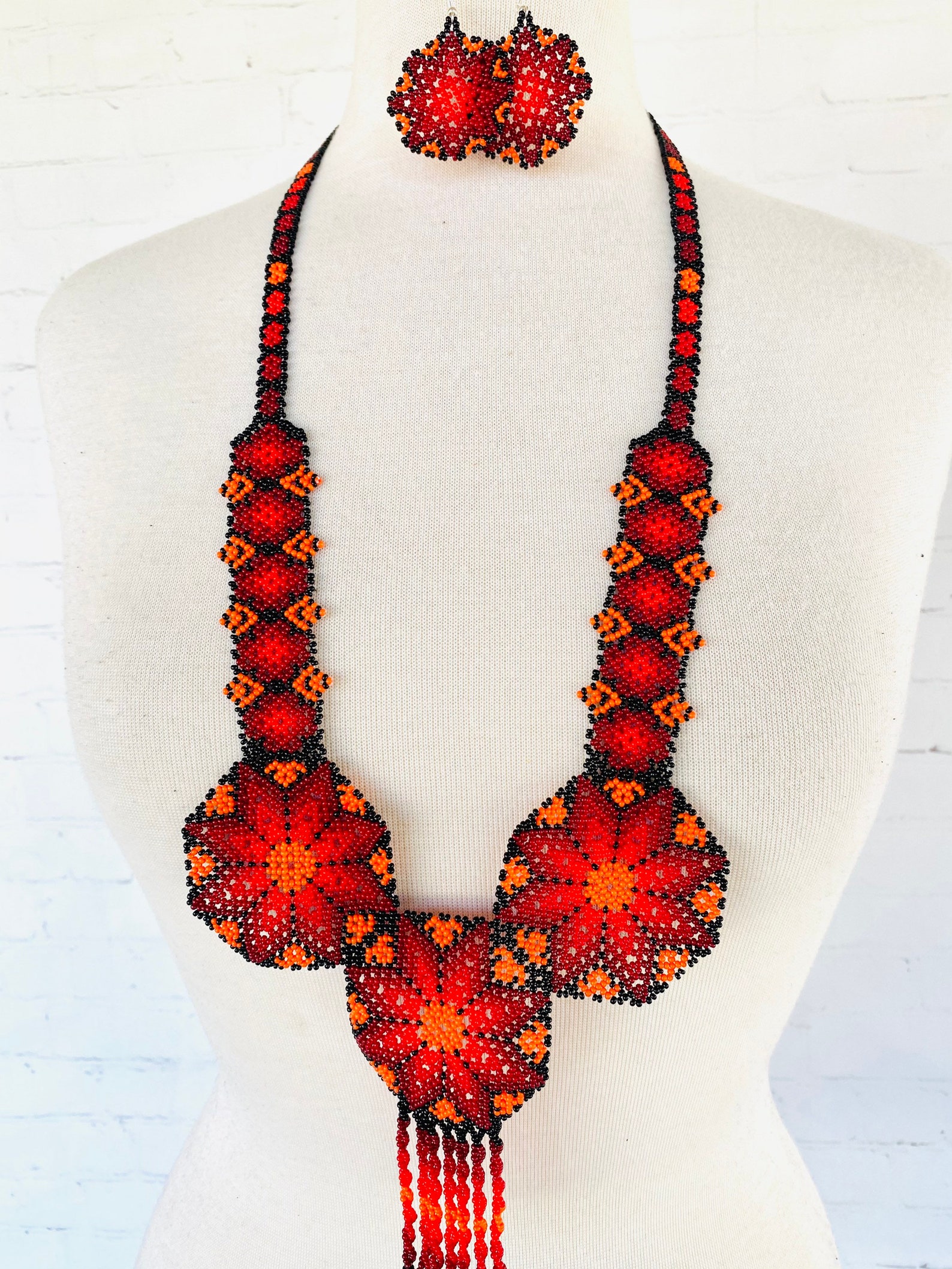 Beaded Mexican Necklace Huichol Necklace Mexican Necklace Etsy.de