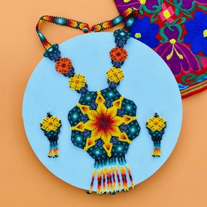 Mexican Jewerly Set- Mexican Chaquira Necklace-Colorful Necklace-Bead Necklace-Mexican Necklace-Peyote Necklace-Artisan Handmade  Necklace
