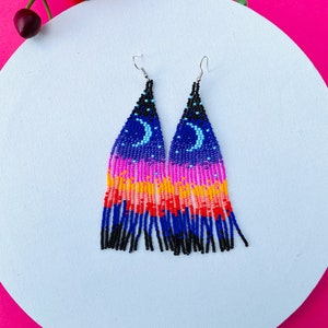 Huichol Earrings Huichol Art Mexican Earrings Hand Beaded Earrings, Flower Earrings, Mexican Jewelry, Mexican Folk Art, Boho Style Earrings