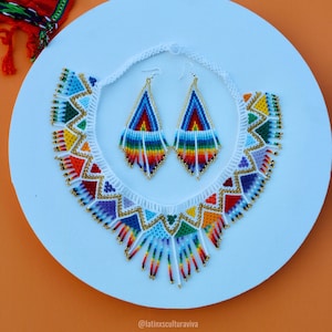 Beaded Artisanal Necklace. Floral Mexican Necklace Beaded Artisanal Necklace. Floral Mexican Necklace