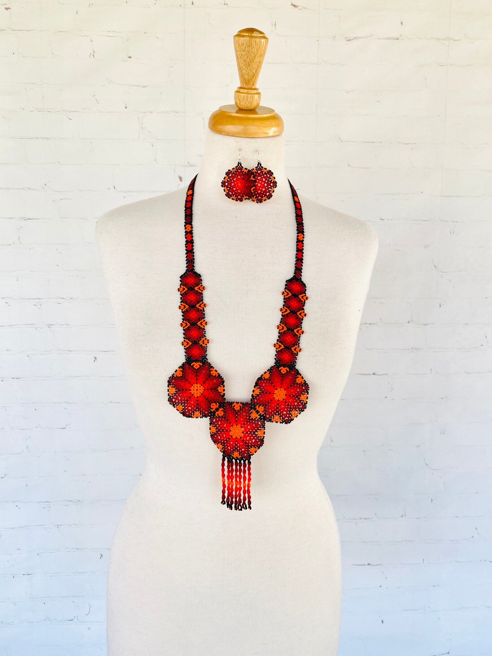Mexican Jewelry Set. Beaded Necklace. Beaded Mexican Necklace Etsy