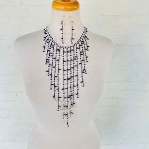 Handmade Mexican Jewelry set, Huichol Art, Beaded Necklace,Mexican Colorful Jewelry set, Mexican Necklace,Collar artesanal, free shipping
