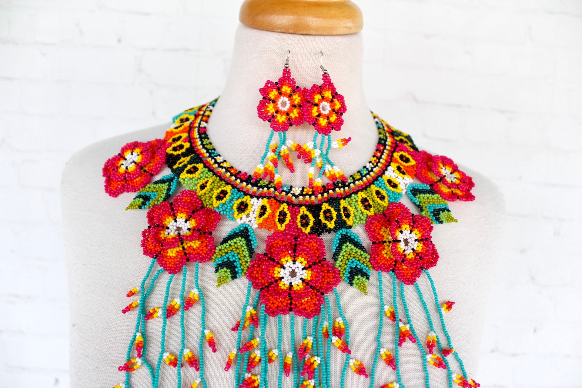 Mexican Jewelry. Beaded Mexican Necklace. Seed Beads Necklace. Etsy