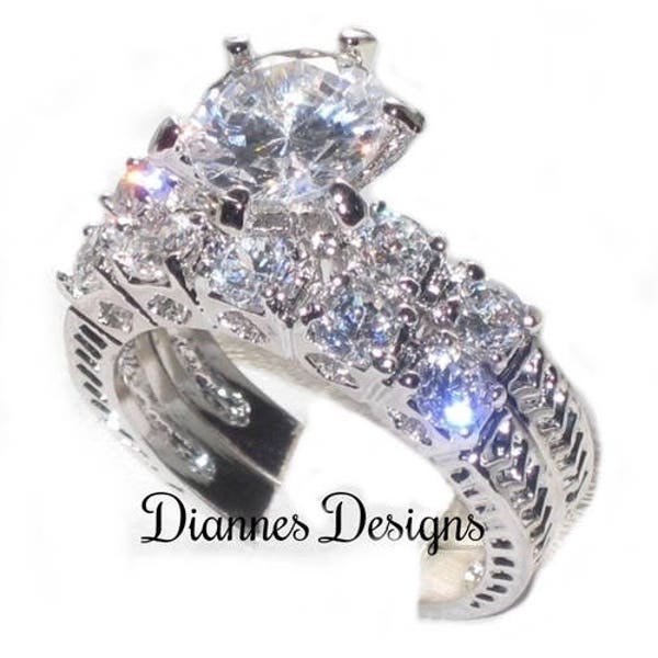 23 - Brilliant Round 3 Carat CZ Diamond Wedding Bridal Ring Set "FREE SHIPPING"