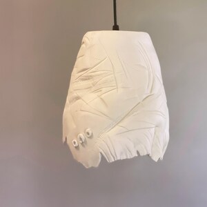 Porcelain Pendant Light 9&quot; Abstract | Modern Ceramic Hanging Lamp | Unique Clay Lighting Fixture | White Pottery Ceiling Light | Home Decor