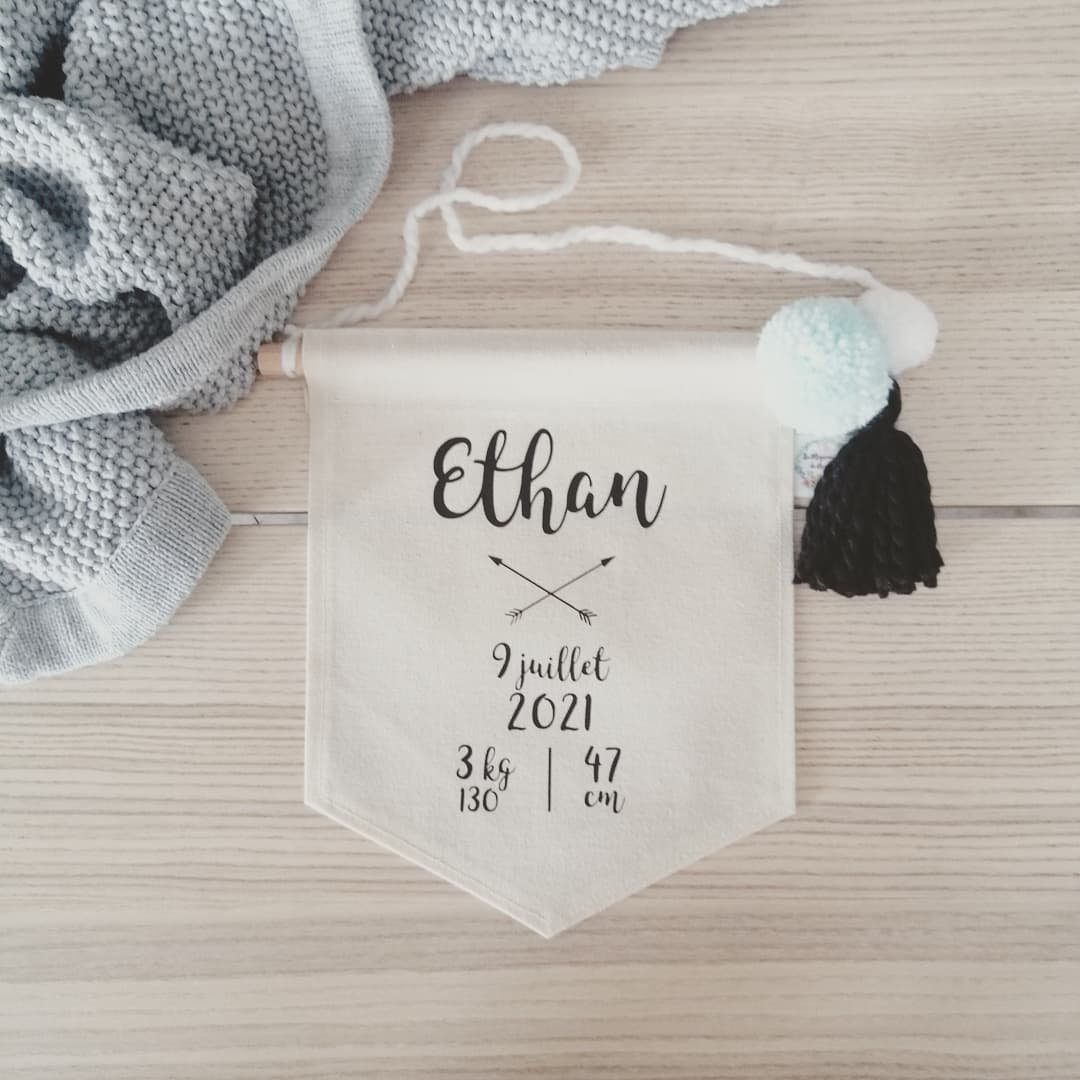 Fanion de Naissance Personnalisé Panda