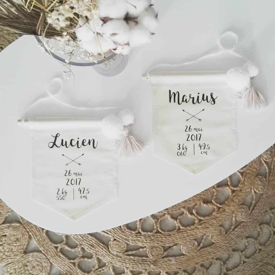 Fanion de Naissance Personnalisé Natural