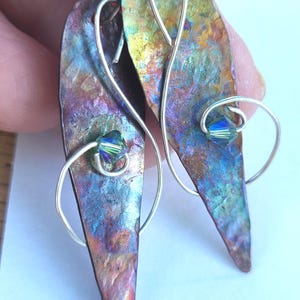Fire Painted Copper and Sterling Earrings