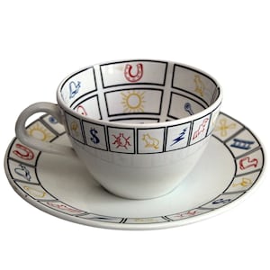Poole Pottery Fortune Telling Cup & Saucer Set With Copy Instructions.