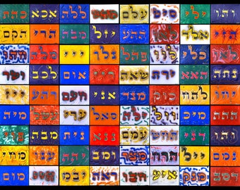 72 Names of God on Canvas Kabbalah Wall Art Kaballah / Kabala / Qabalah Hebrew Chart Jewish Mystical Meditation Print Spiritual Study Decor