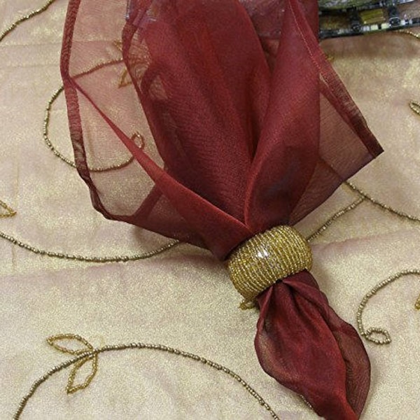 Sheer Organza Napkin Set of 6 Pieces Burgundy