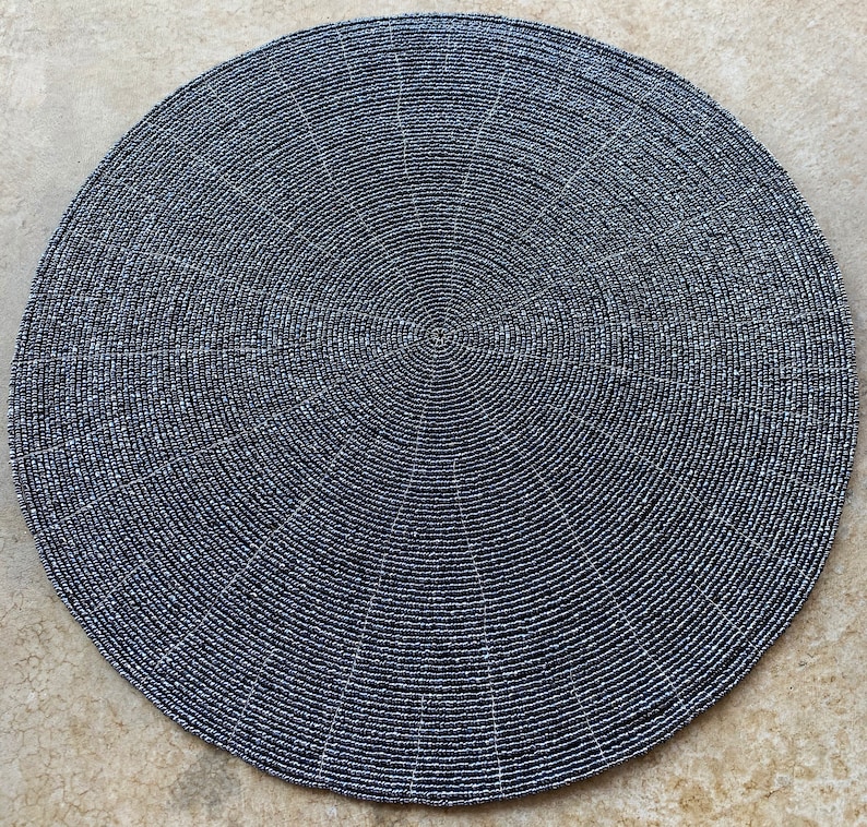 Beaded Placemat Chargers 14 X 14 Round Set of 2 Etsy