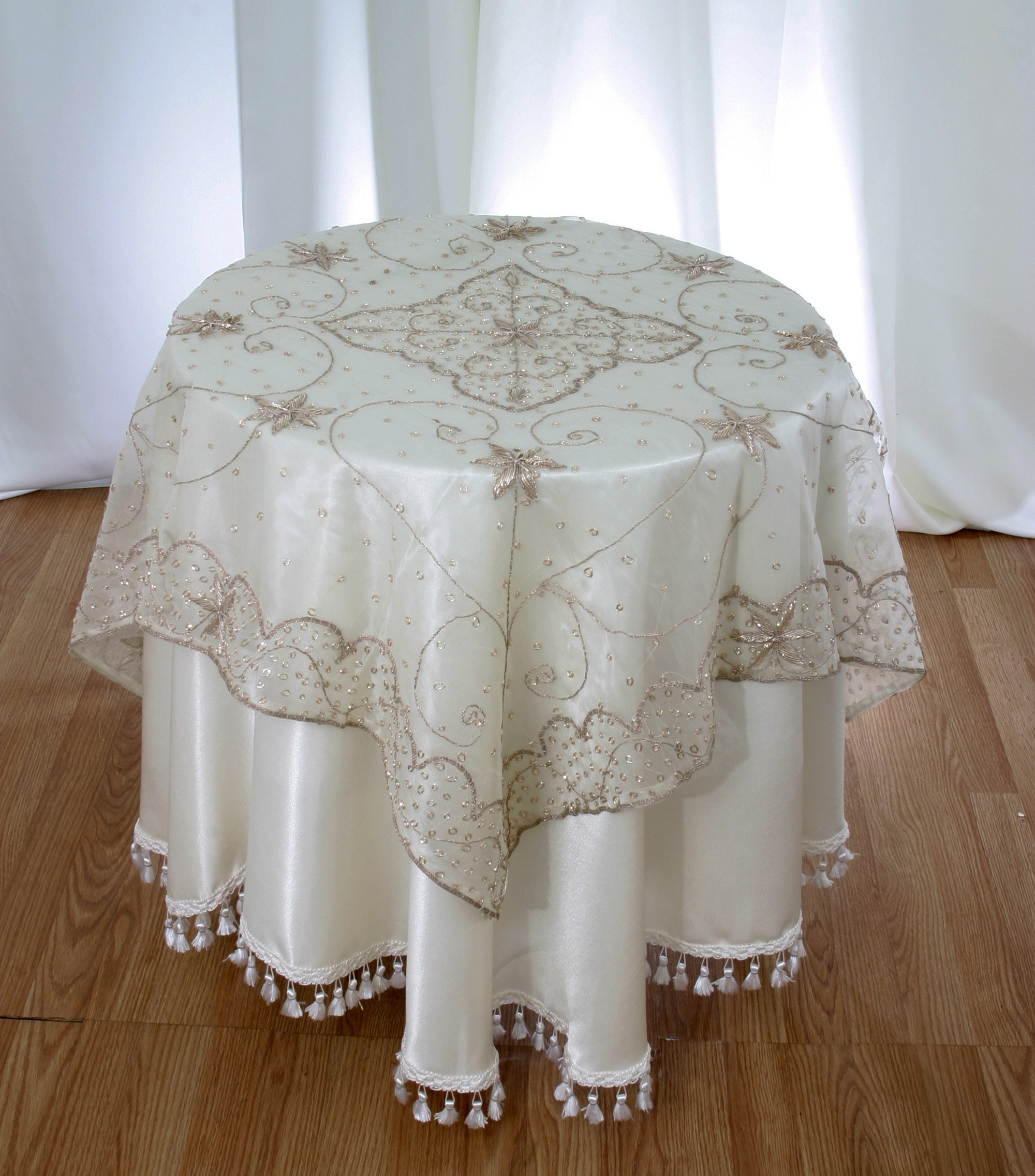 Table Topper Indian Hand Made Beaded Table Cloth 60x60 Etsy