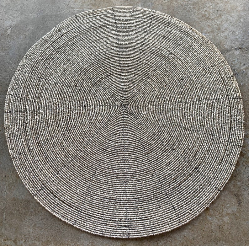 Beaded Placemat Chargers 14 X 14 Round Set of 2 Etsy