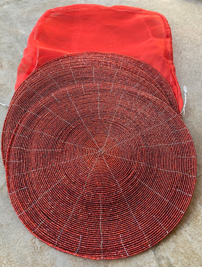 Beaded Placemats Chargers 12 X 12 Round Set of 4 Etsy