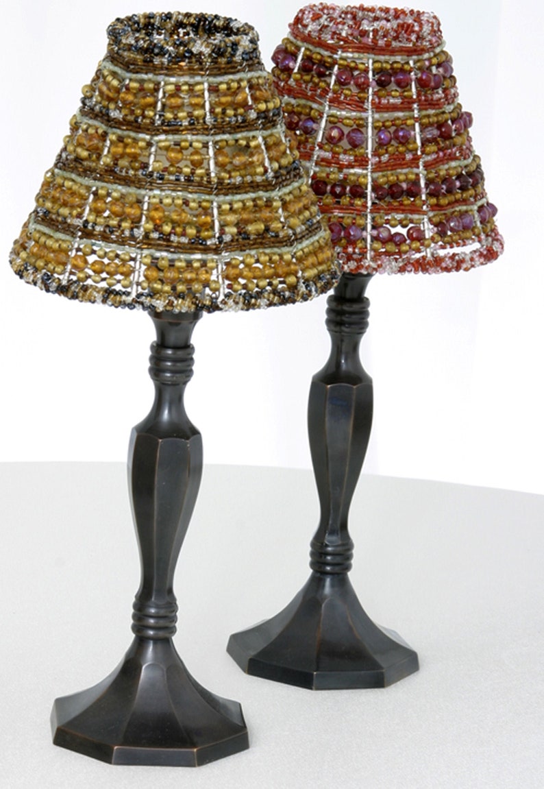 Glass Votive Tea Light Holder Handmade Beaded Lamp Shade 2 Etsy