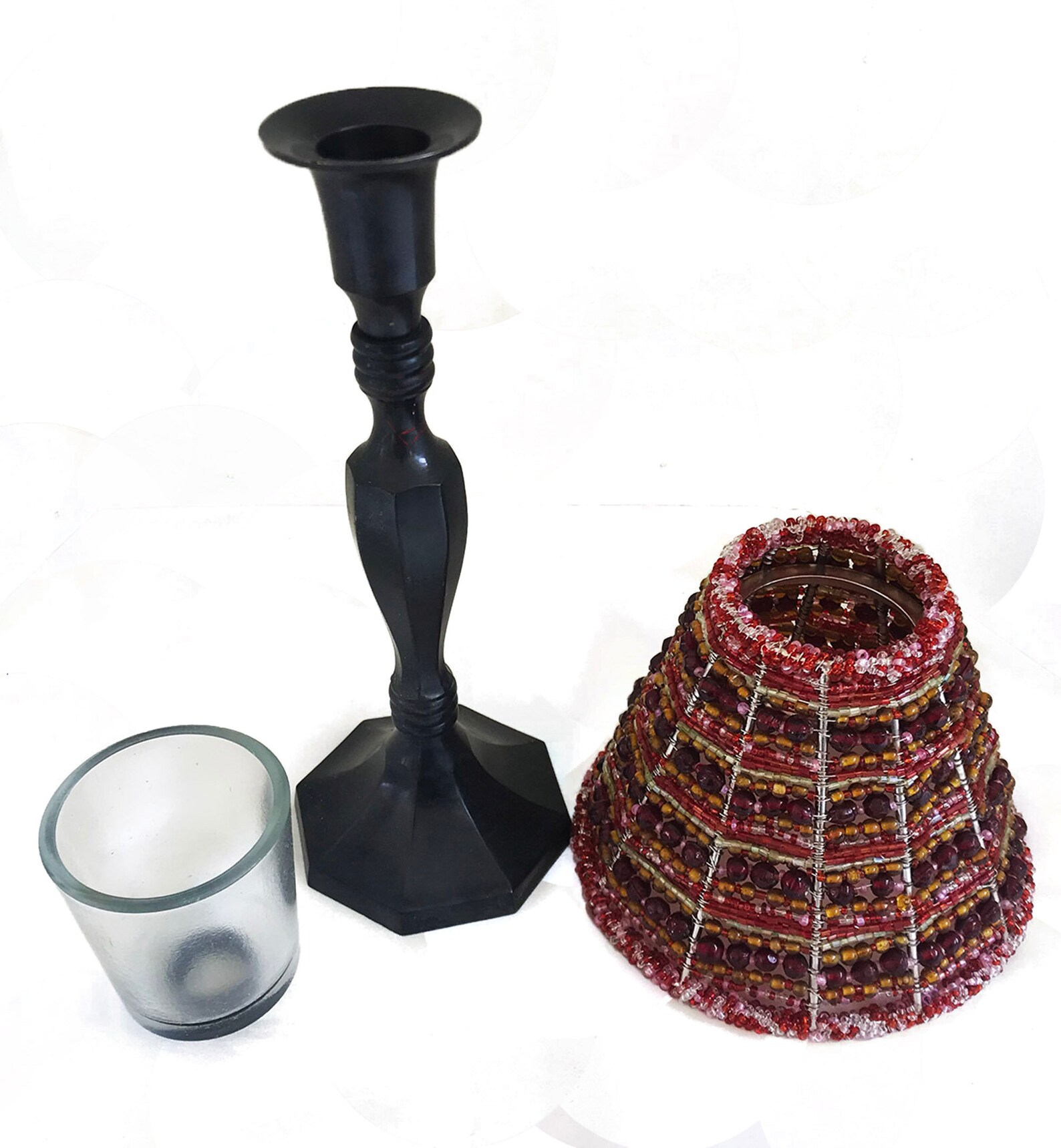 Glass Votive Tea Light Holder Handmade Beaded Lamp Shade 2 Etsy