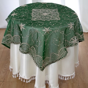 Table Topper Indian Hand Made Beaded Table Cloth 40&quot;x40&quot;